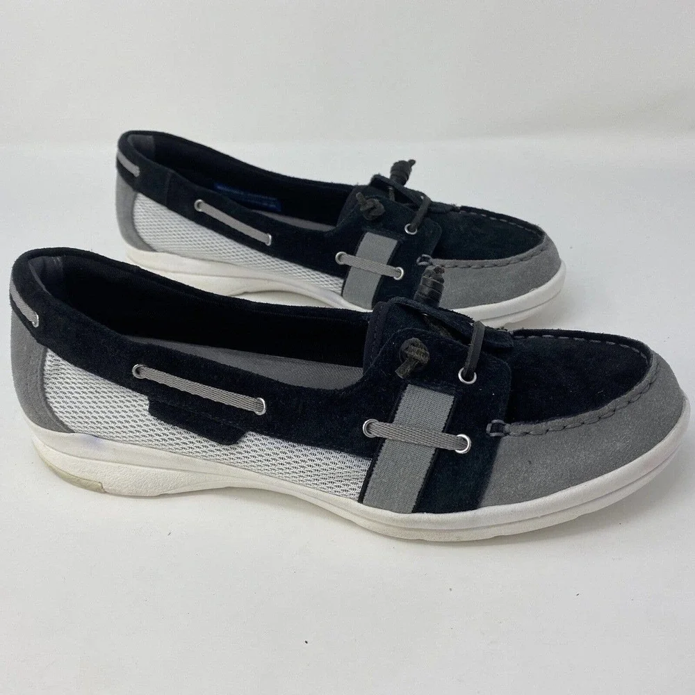 ROCKPORT‎ Women Size 9 Boat Shoes Moccasin Style Flats Leather Washable Navy